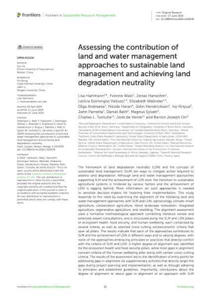 Assessing the contribution of land and water management approaches to sustainable land management and achieving land degradation neutrality thumbnail