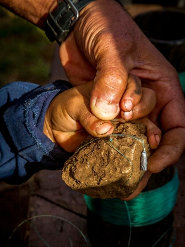 Hands and fishing line