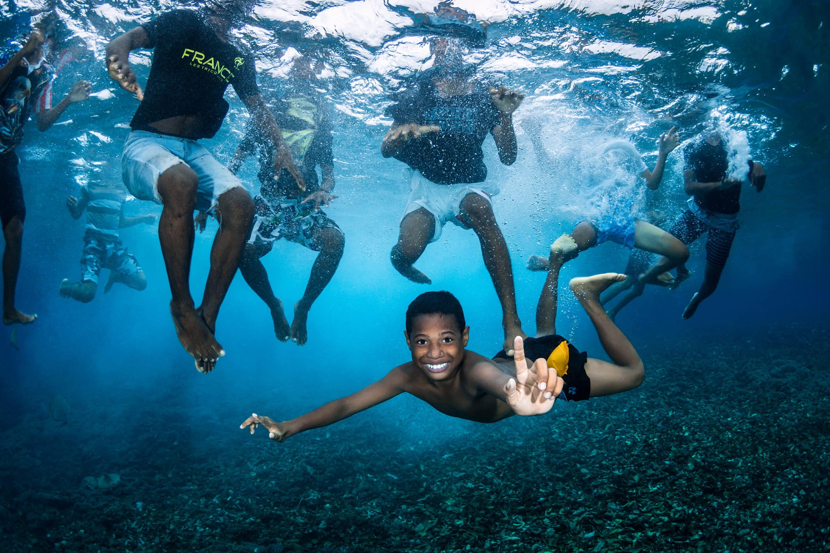 Kids in ocean