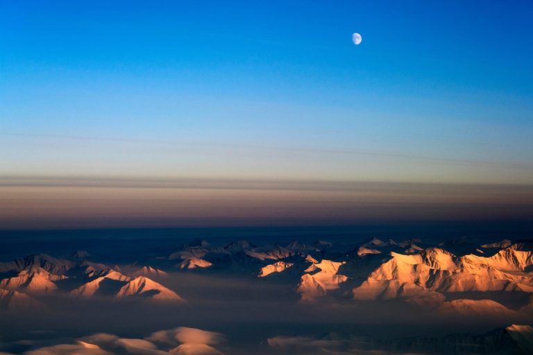 Mountains and the moon credit: Michael Studinger from NASA CC0 Images