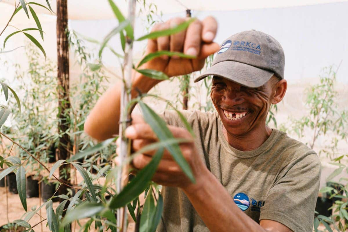 Seedlings in ORKCA’s indigenous tree restoration nursery - Cienna Babiep, Game Guard & Permaculture Specialist. Photo credit_ Gary van Wyk